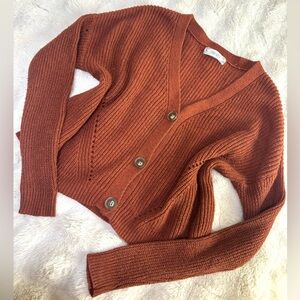 Pink Rose Warm Brown Cardigan Sweater